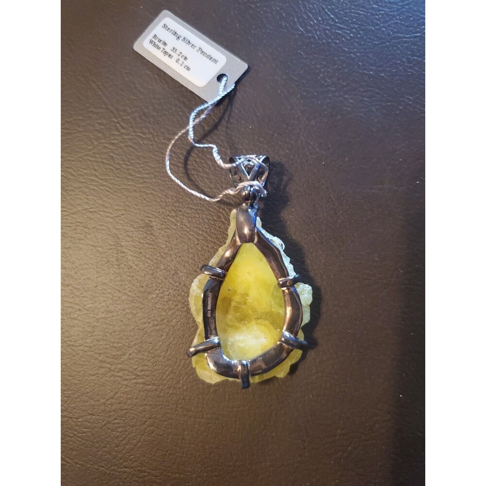 Starborn Creations 925 Silver Pendant With Large Brucite And White Topaz - Picture 10 of 11